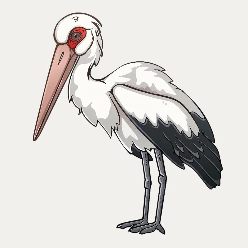 Stolzer Weißer Storch In Pose