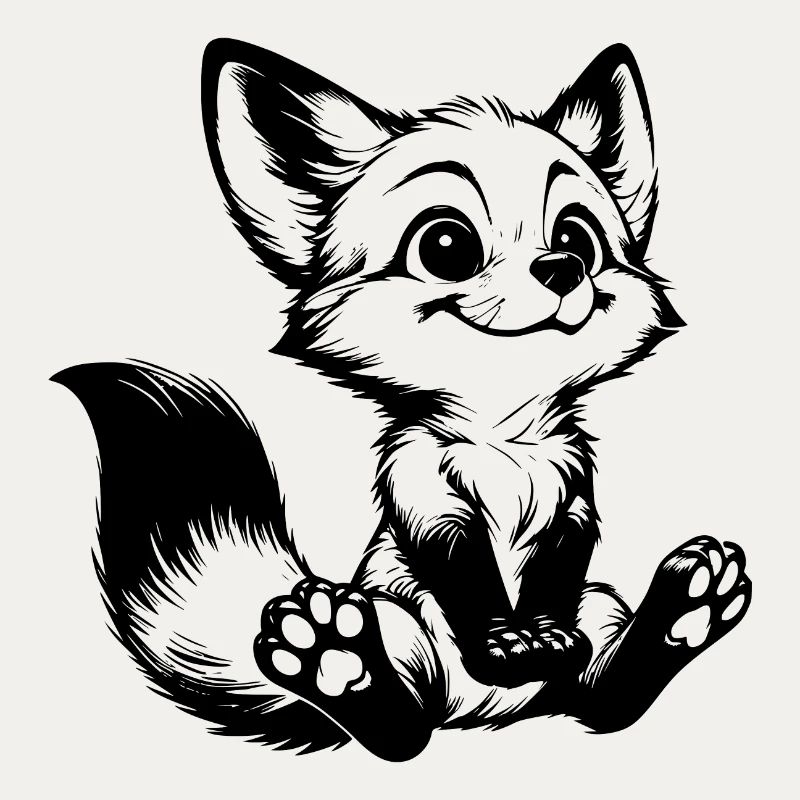 Curious Fox Drawing Seated Fox