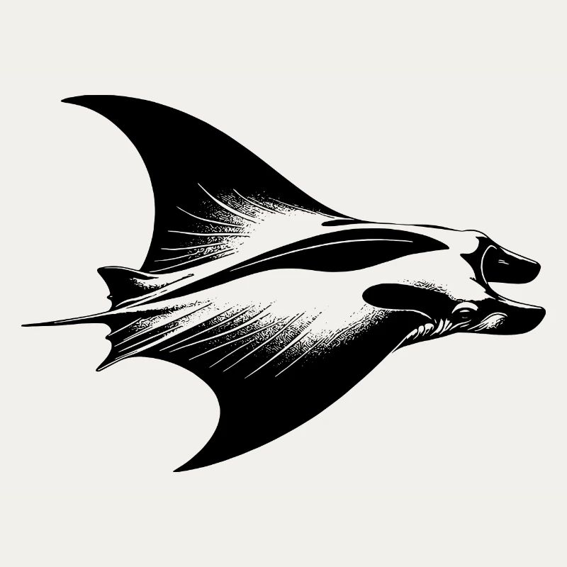 Elegant manta ray in underwater flight