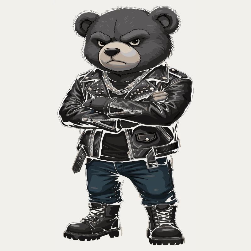 Rocker Bär Lederjacke Biker
