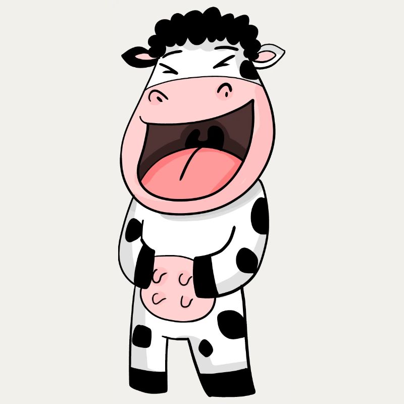 Cow laughs
