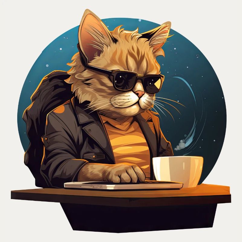 Cool Cat CEO - Relaxed in office with
