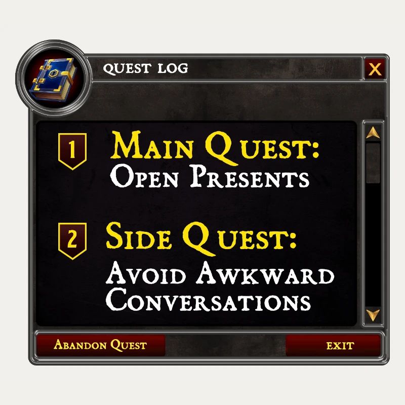 Main Quest Open Presents Side Quest Avoid