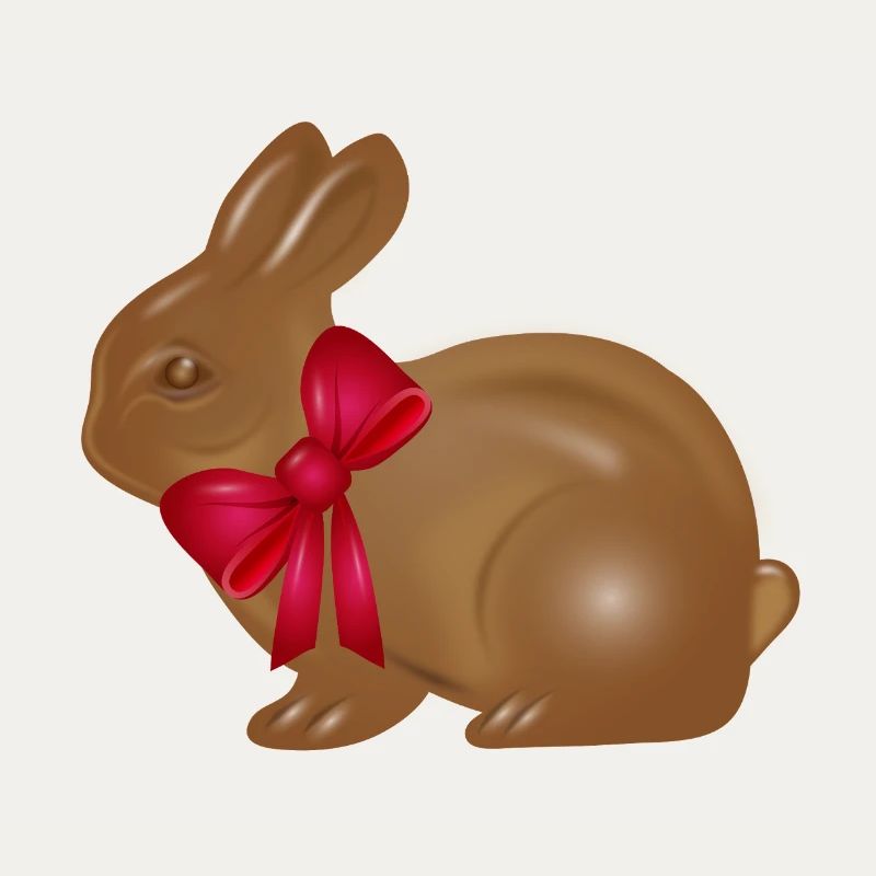 Chocolate Easter bunny with red bow motif