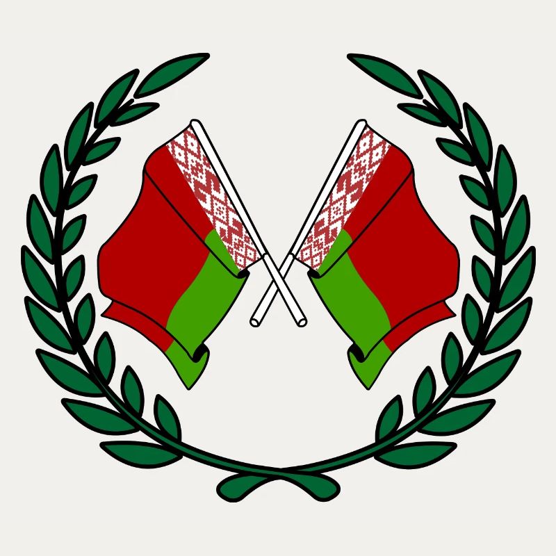 Drapeaux Biélorussie en couronne de laurier