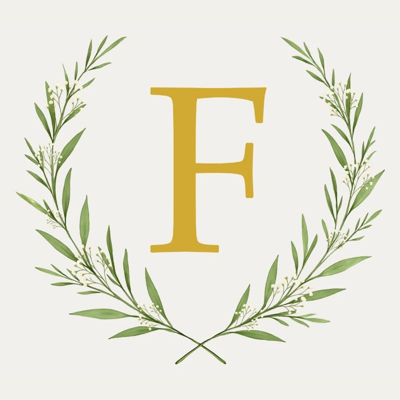 F Monogram, Eucalyptus Wreath, Personalizable