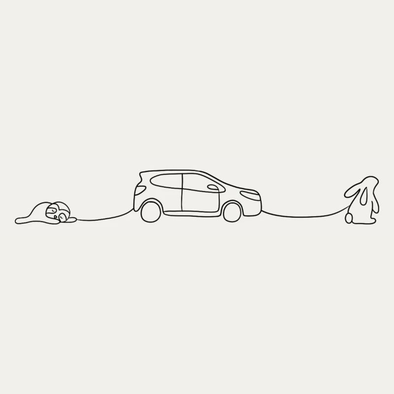 Rabbit pulls car