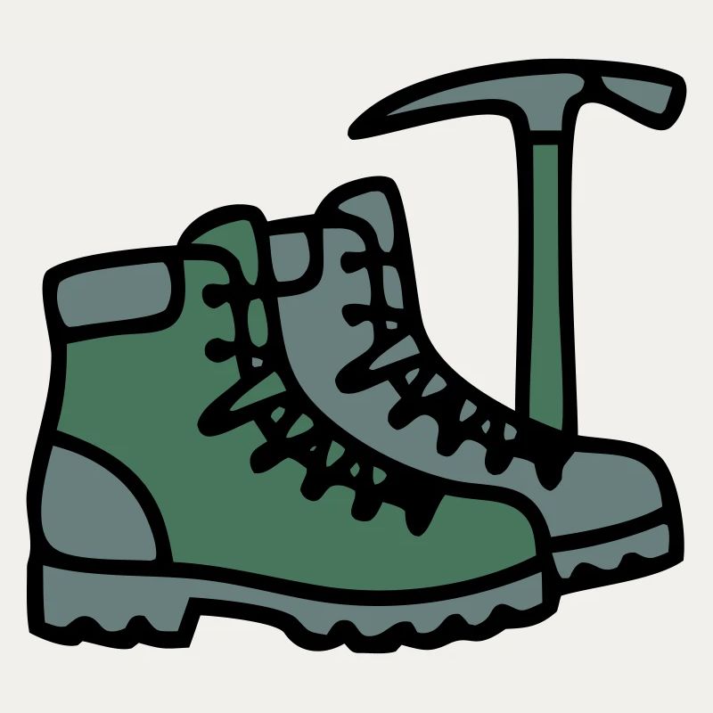 Wanderschuhe Eispickel Bergsteiger Alpen Wanderer