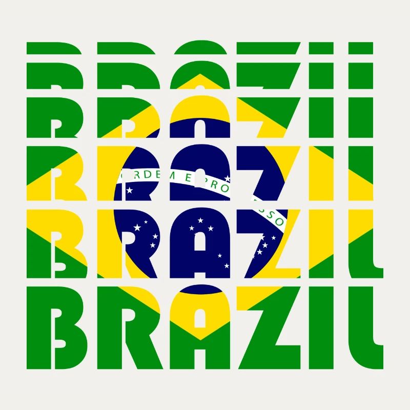Brazil Flags Grid Pattern