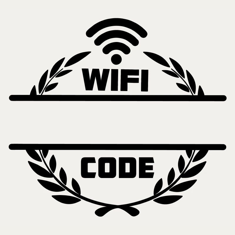 Wifi code in laurel wreath with blank text bar