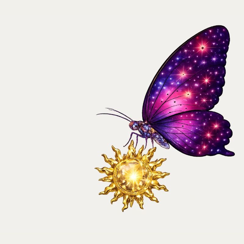 Soleil doré et papillon de l’espace.