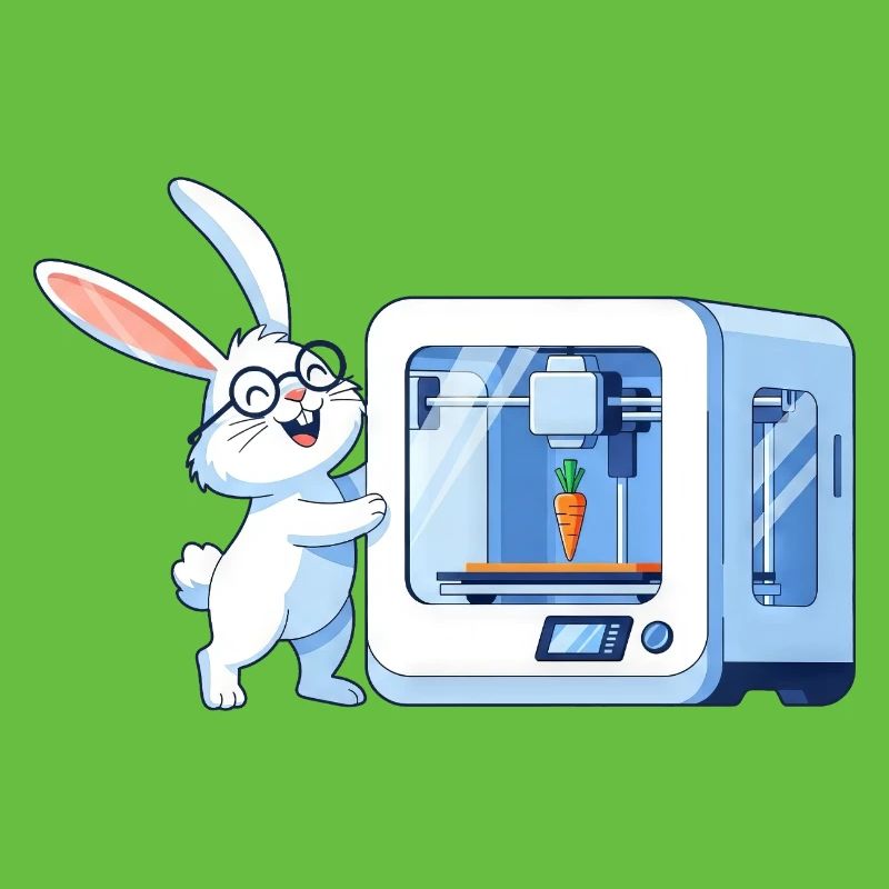 Funny Rabbit Nerd Programmer 3D Printer