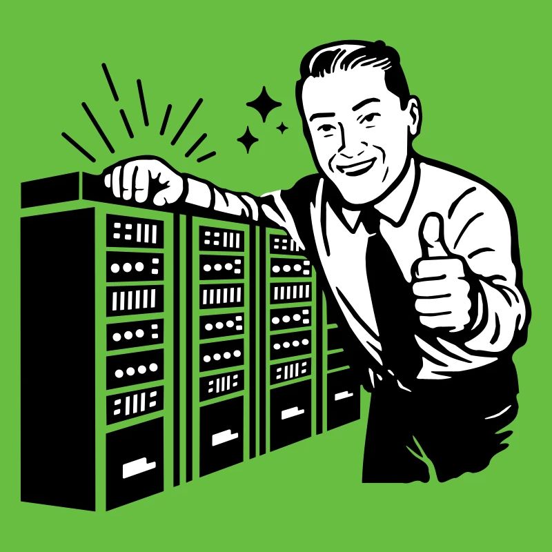 Rétro IT Admin Smiling – Support technique vintage
