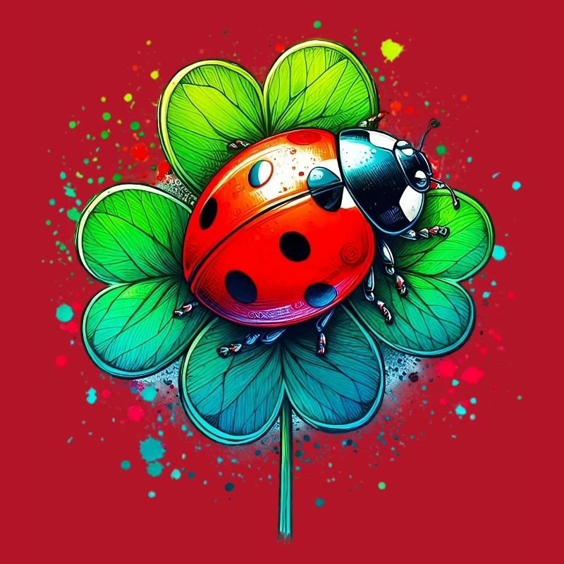Ladybug on a four-leaf clover