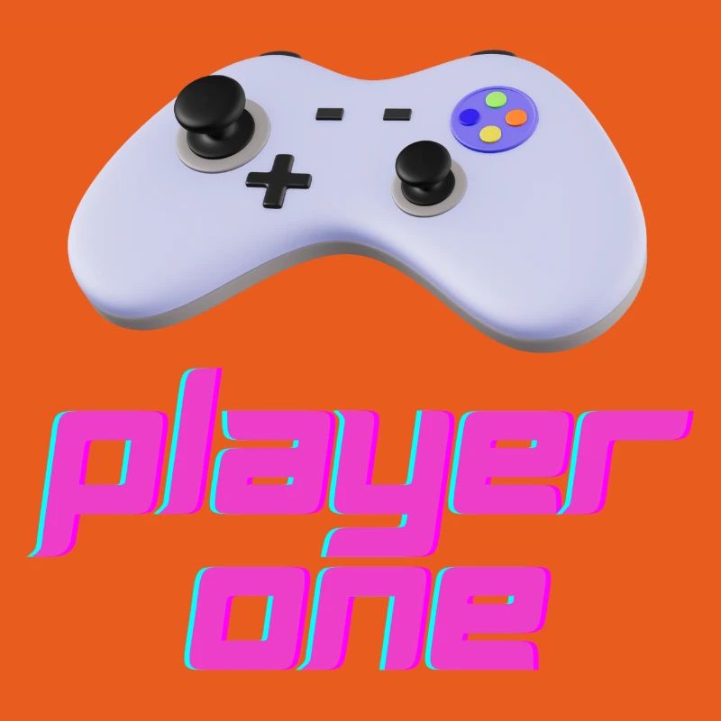 Neon Retro Controller Spieler Eins