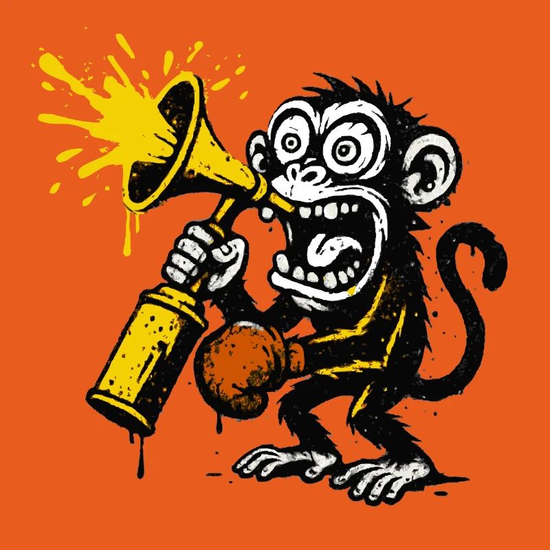 Expressive monkey with megaphone