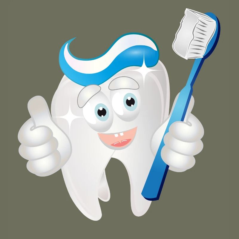 radiant white tooth with toothpaste as a comic