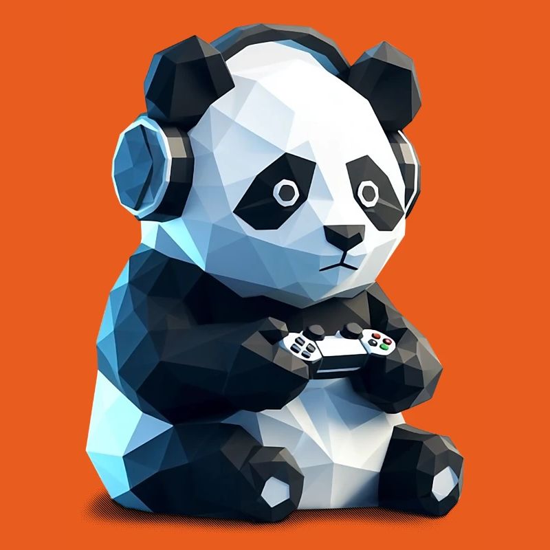 Gaming Panda with Headset & Controller