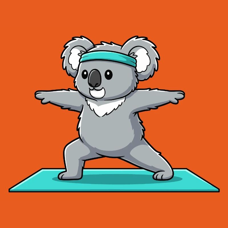 Yoga Koala Bear Doing Warrior Pose