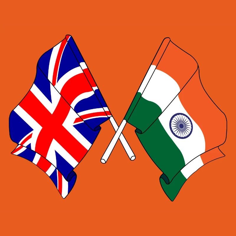 Drapeau de l’Angleterre et drapeau de l’Inde