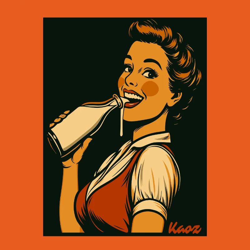 Retro Dame mit Milch Getränk 