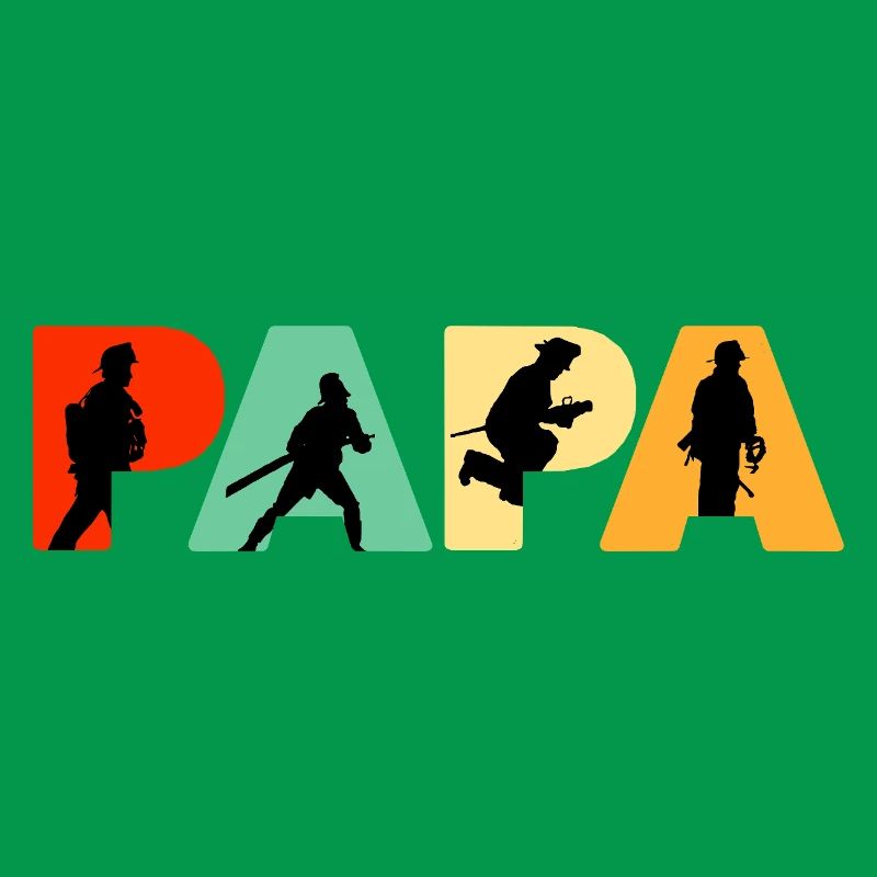 Papa Firefighter Retro Fireman Hero Dad