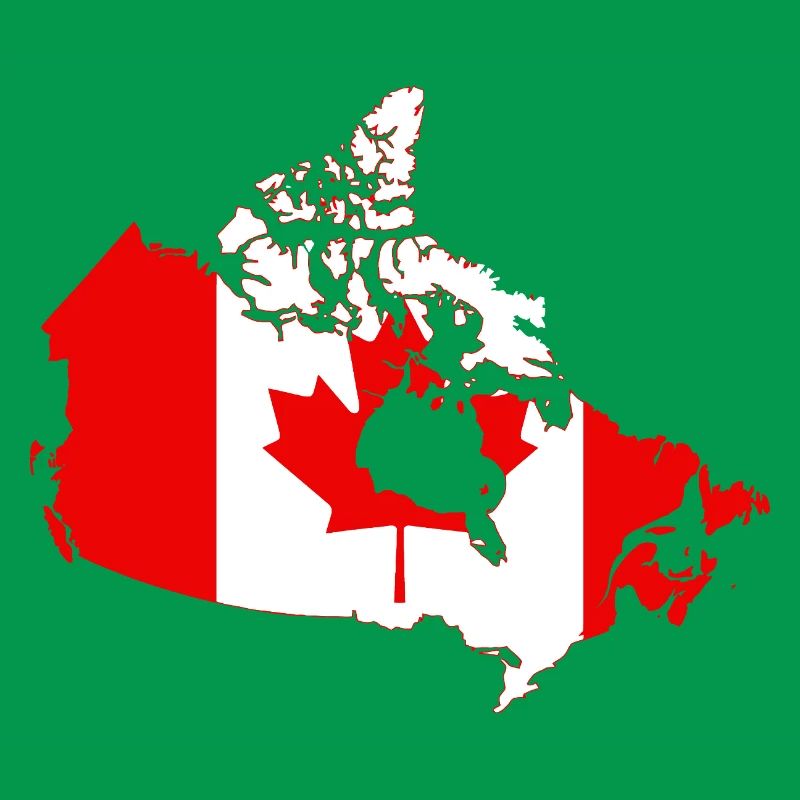 Canada Flag Map Silhouette with Maple Leaf
