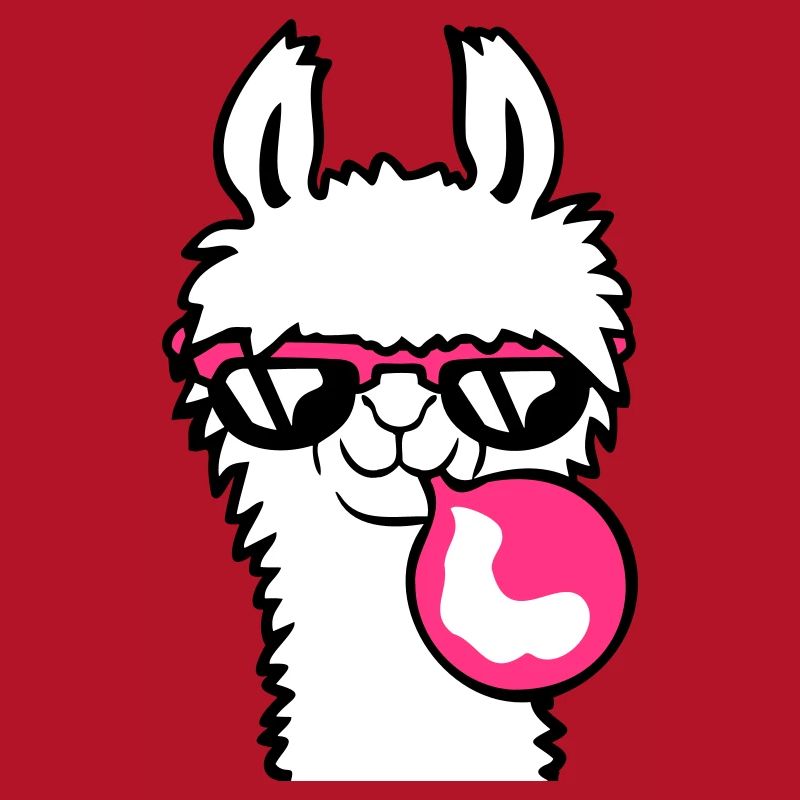 Llama chewing gum bubble bubble blowing alpaca