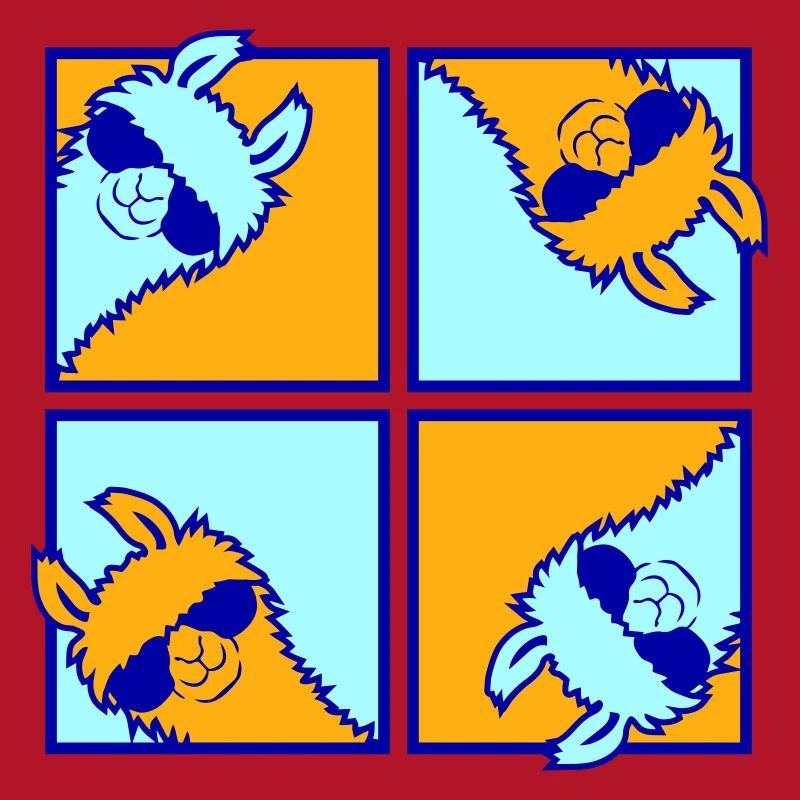 Four Colorful Llamas Tile Pattern 4 Pop Art Alpacas