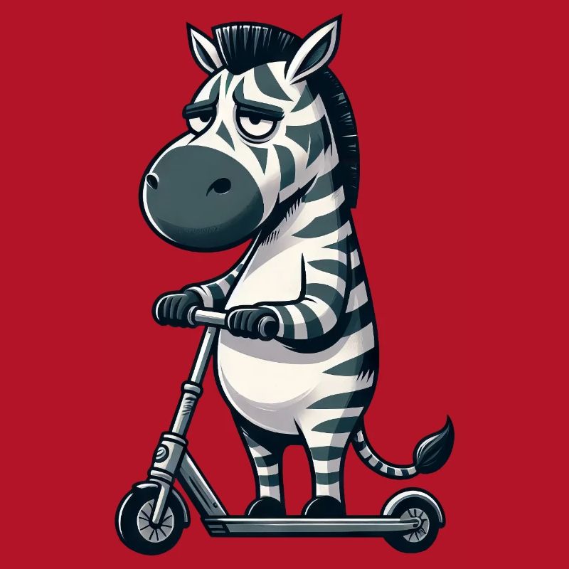 Grumpy Zebra Scooter Comic Scooter Fun