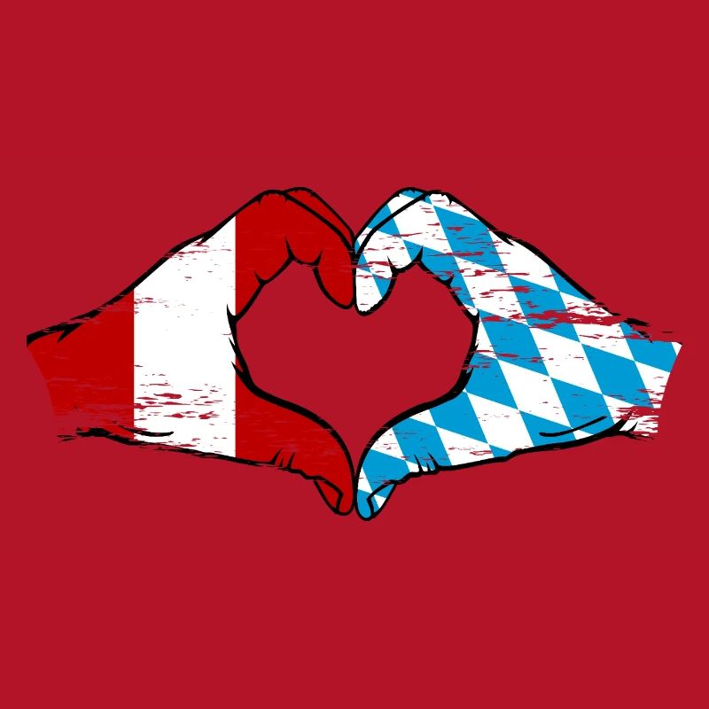 Pérou Bavière drapeau mains forme de coeur utilisé
