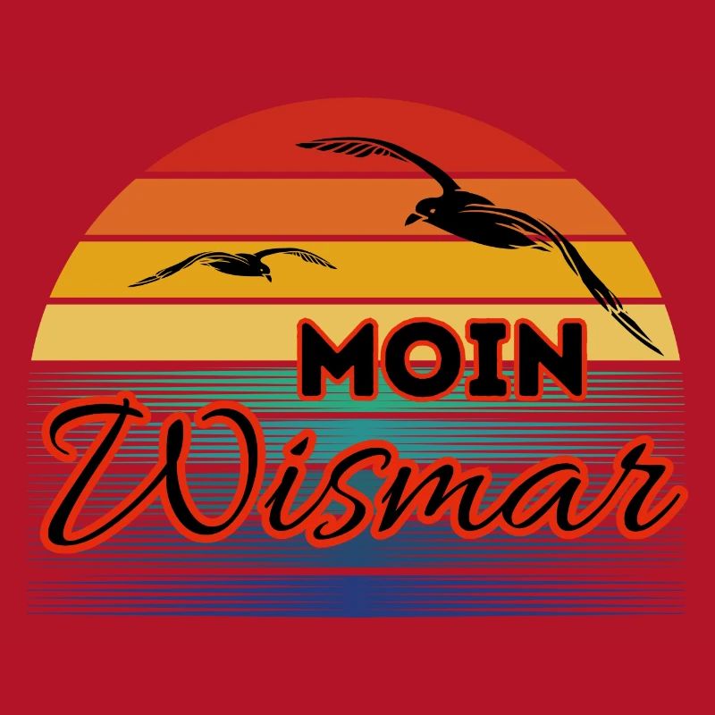 Moin Wismar mit Möwe im Retro Style