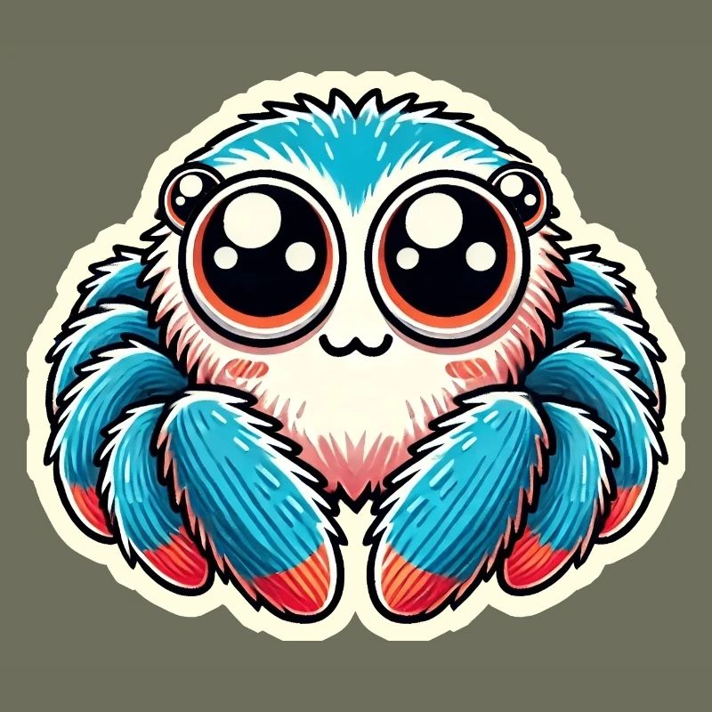 Mignon bleu rouge Jumping Spider est assis amical