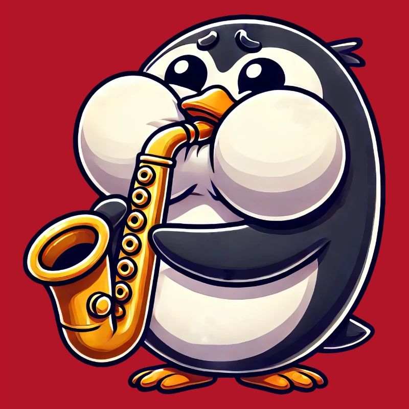 Penguin Saxophone Classical Music Thick Cheeks