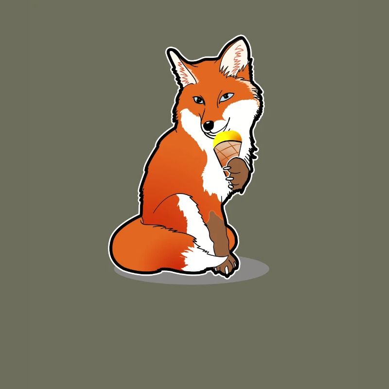 Fuchs mit Eis Comic Sommer Cartoon Geschenk