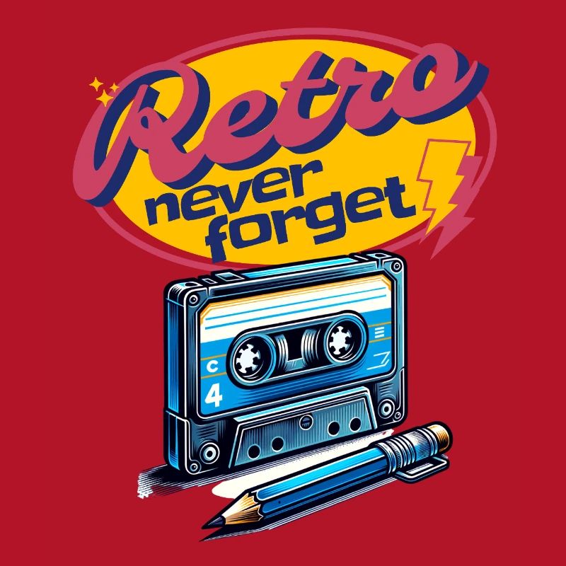 Retro Kassette und Stift Never Forget cool Fun