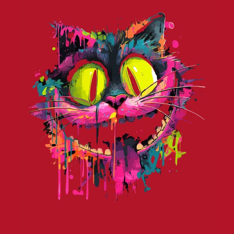 Style Street Art Chat Cheshire Psychédélique Coloré