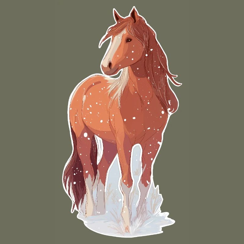 Pferd mit Schneeflocken