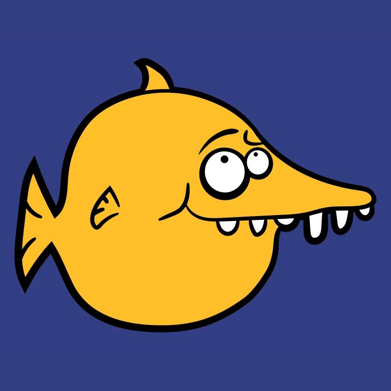 thick round funny comic fish