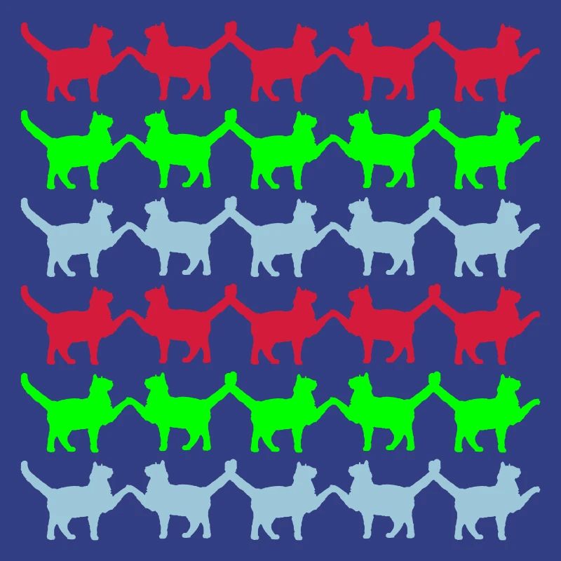 Many Cats Pattern Paws Hands Tail Greeting