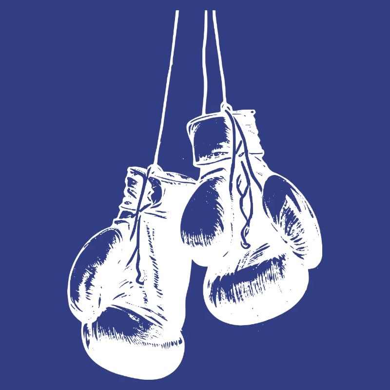 Conception de gants de boxe blancs suspendus. Conception de logo