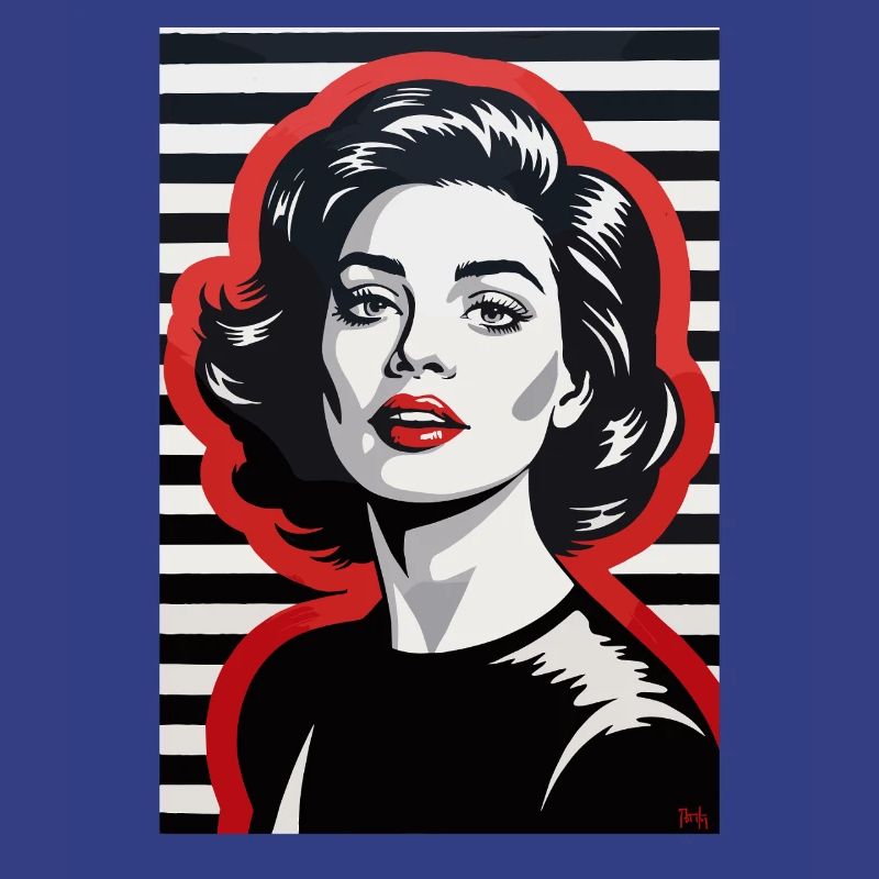 Portrait rétro élégant avec motif rayé