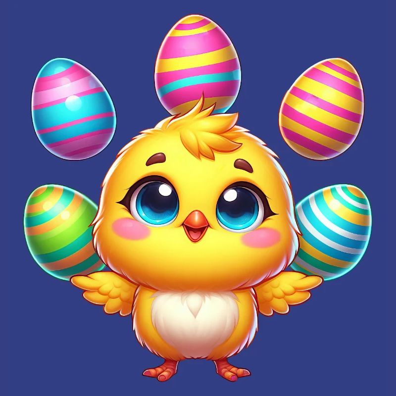 Easter Chicken Chick Easter Egg Colorful Eggs Juggle
