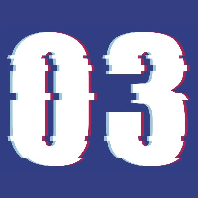 Three 3 Three 03 Number Effect Distorted Number