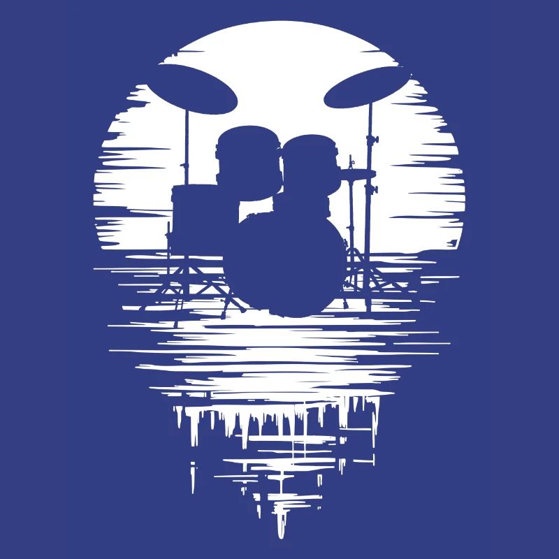 Drumset Silhouette Drums with Reflection