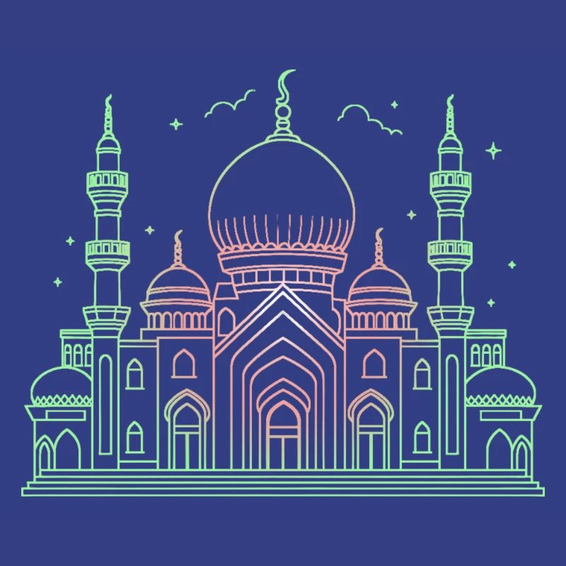 Moschee Stern Halbmond stilisiert grün oder schwarz