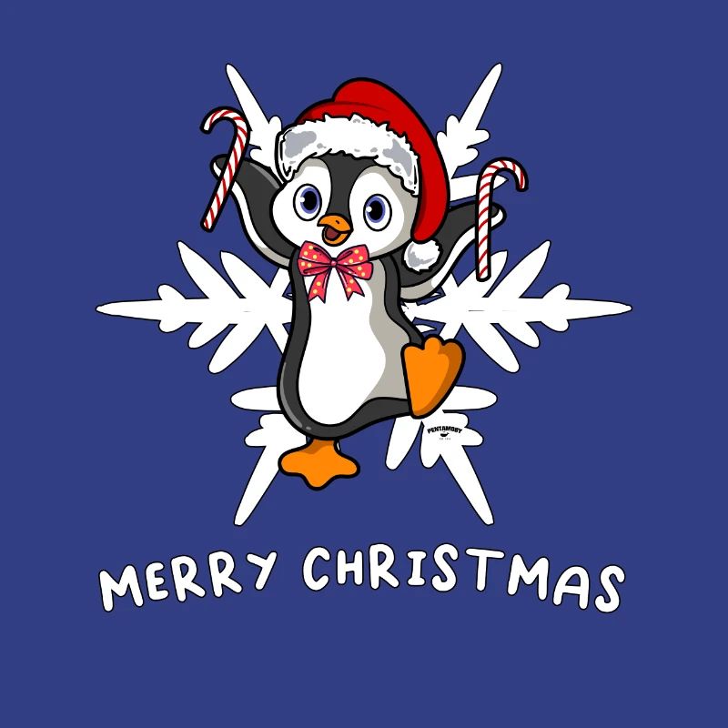 Doux pingouin de Noël avec flocon de glace