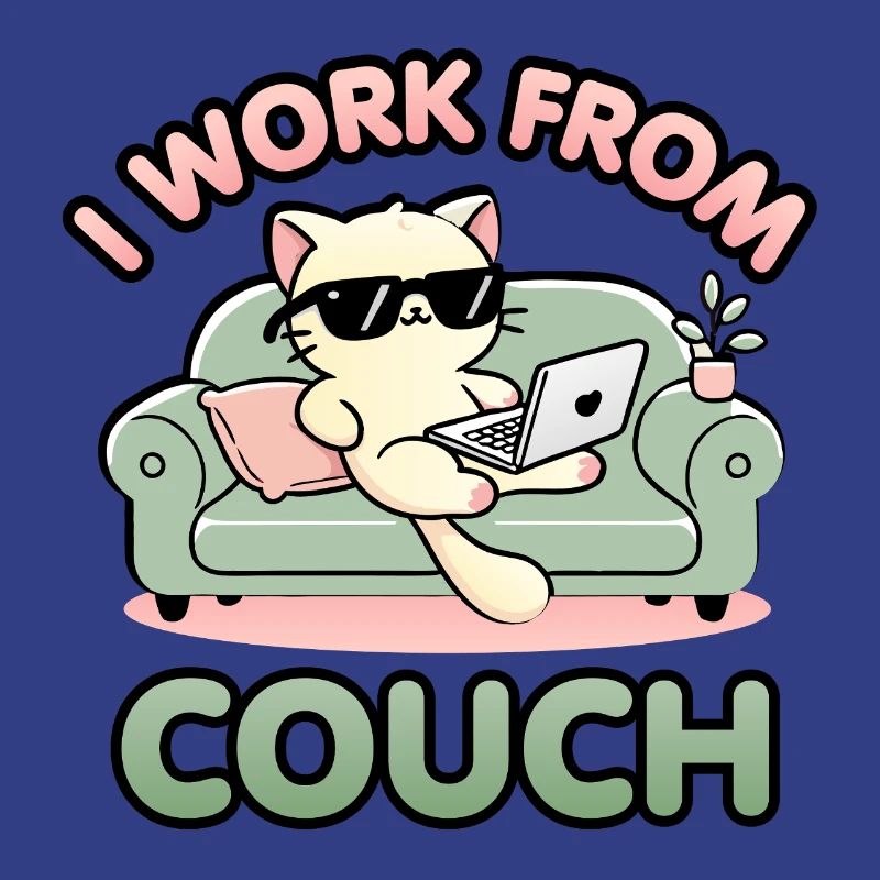 I Work From Couch – Lazy Cat Remote Worker Design