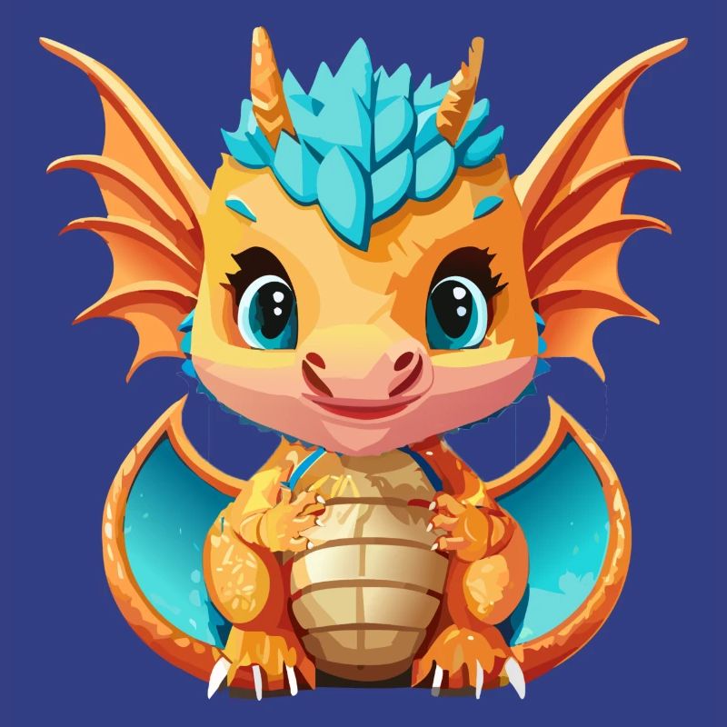 Drachen Blau Orange