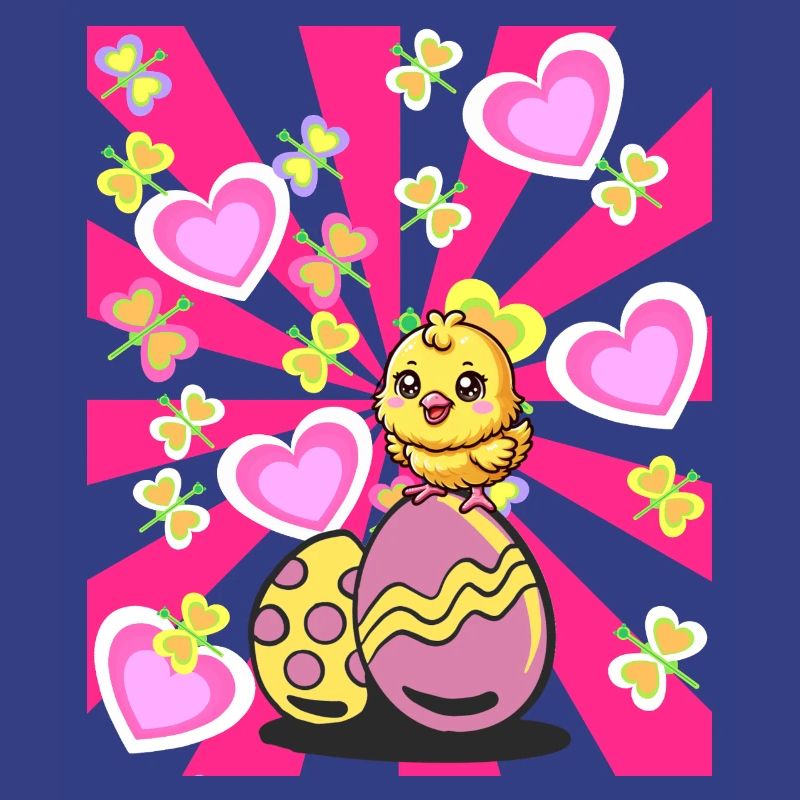 Easter Retro Chick Easter Egg Easter Eggs Kids 80s